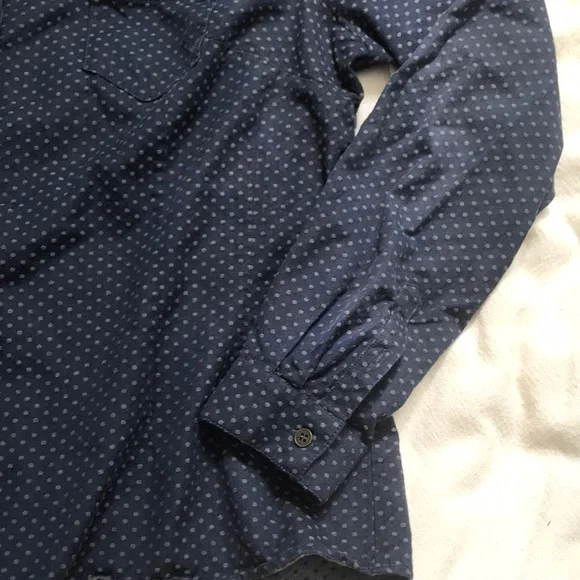 Curvy Cut Denim Polka Dot Button Down Shirt US 14 - Picture 2 of 11